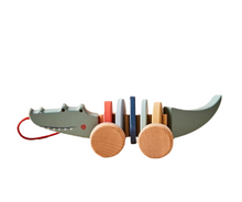 Load image into Gallery viewer, Wooden Crocodile Pull Along