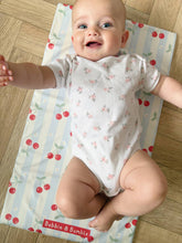 Load image into Gallery viewer, Travel Baby Changing Mat – Cherry Stripe | Handmade UK