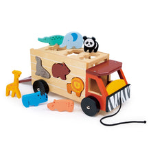 Load image into Gallery viewer, Wooden Toy Shape Sorting Safari Truck For Kids