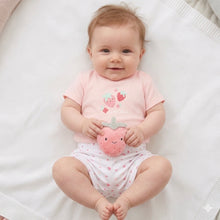 Load image into Gallery viewer, Baby Girls Strawberry T-Shirt, Shorts
&amp; Plush Toy Set (0-9 Months)
