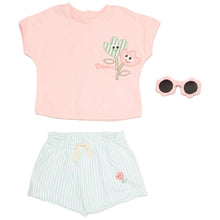 Load image into Gallery viewer, Baby Girls Flower Applique T-Shirt,
Shorts &amp; Sunglasses Outfit