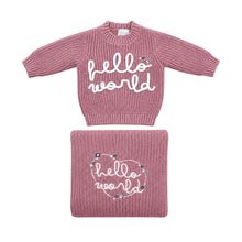 Load image into Gallery viewer, Pink Hello World Jumper and Blanket Set