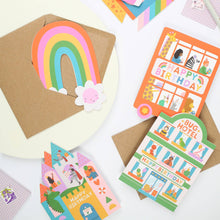 Load image into Gallery viewer, Rainbow Blossom Greeting Card with Smiling Flower Friends