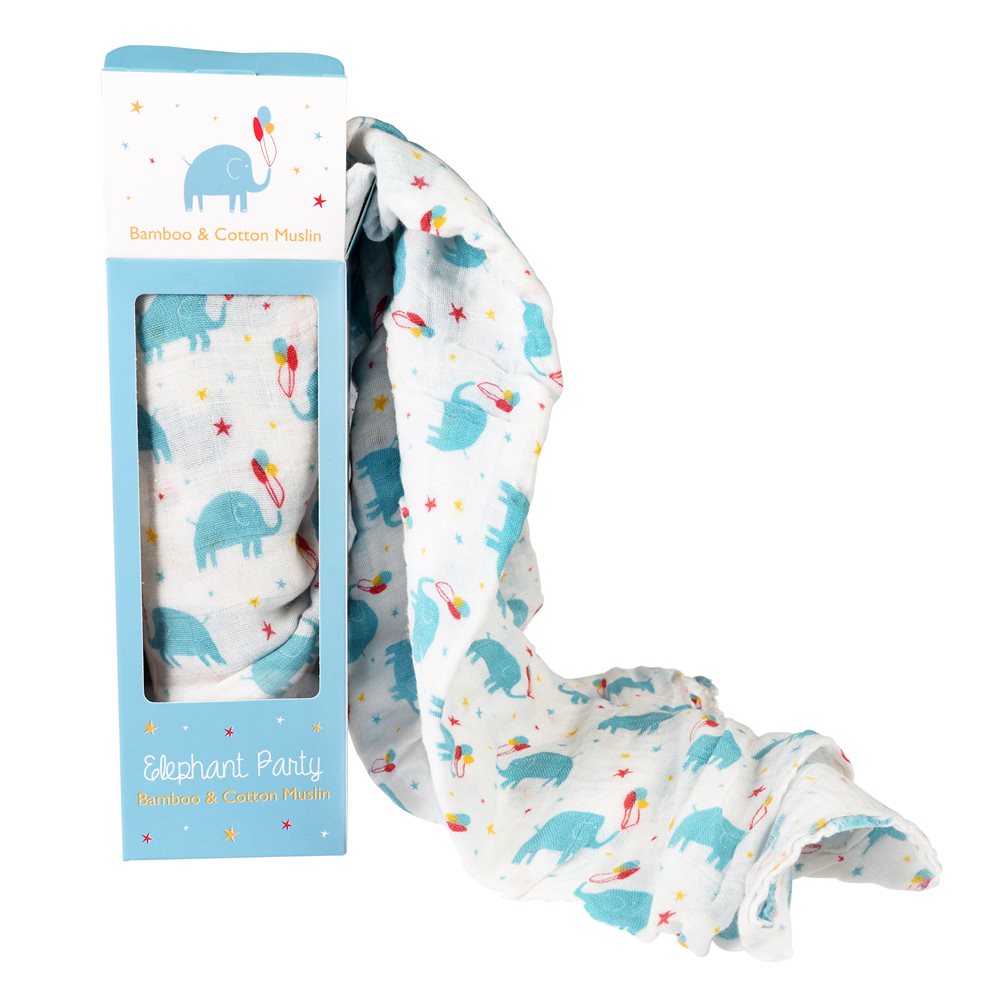 Swaddling Muslin blanket - Elephant Party