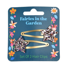Load image into Gallery viewer, Glitter star hair clips (set of 2) - Fairies in the Garden