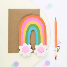 Load image into Gallery viewer, Rainbow Blossom Greeting Card with Smiling Flower Friends