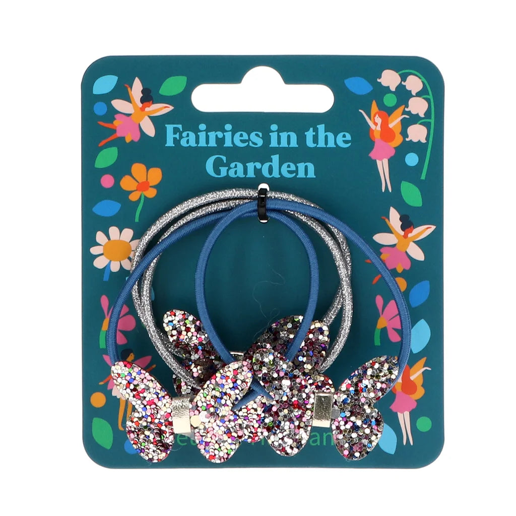 Glitter butterfly hair bobbles (set of 4) - Fairies in the Garden