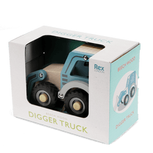 Load image into Gallery viewer, Wooden push along vehicle toy - Digger truck (blue)