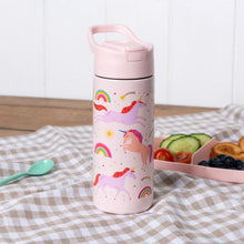 Load image into Gallery viewer, Children&#39;s water bottle - Unicorn (stainless steel with straw, 500ml)
