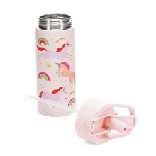 Load image into Gallery viewer, Children&#39;s water bottle - Unicorn (stainless steel with straw, 500ml)