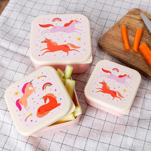 Unicorn Set of 3 Snack Lunch boxes
