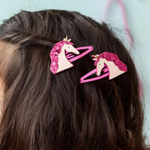Load image into Gallery viewer, Pink Glitter Unicorn Clips
