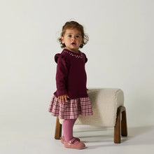 Load image into Gallery viewer, Burgundy Knitted Floral Checked Dress