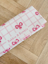 Load image into Gallery viewer, Pink Bow Travel Changing Mat | Handmade UK | Baby Girl Gift