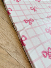 Load image into Gallery viewer, Pink Bow Travel Changing Mat | Handmade UK | Baby Girl Gift