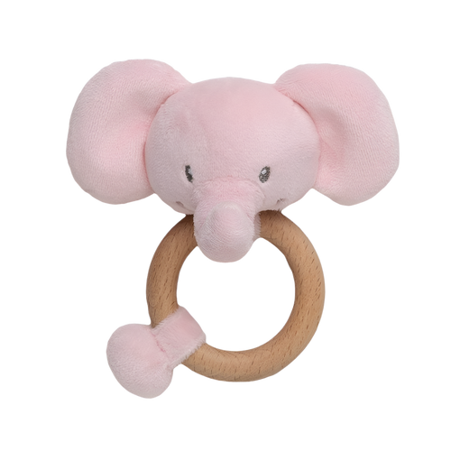 PINK ECO ELEPHANT RATTLE TOY