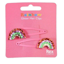 Load image into Gallery viewer, Glitter Hair Clips (Set of 2) - Rainbow