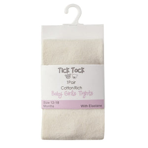 BABY GIRLS COTTON RICH PLAIN CREAM TIGHTS