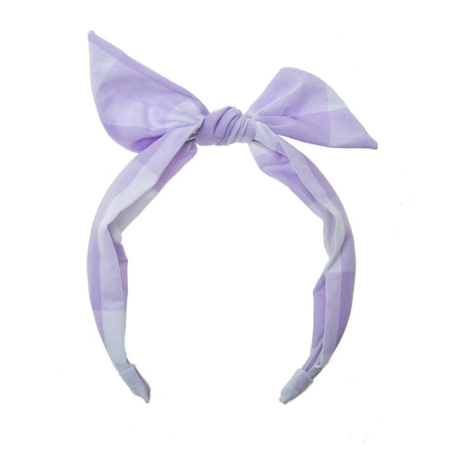 Check Tie Headband - Lilac