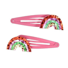 Load image into Gallery viewer, Glitter Hair Clips (Set of 2) - Rainbow