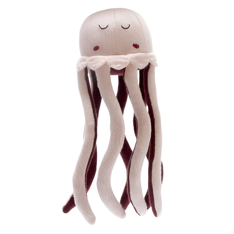Knitted Organic Cotton Baby Pink Jellyfish Plush Toy