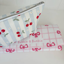 Load image into Gallery viewer, Cherry Stripe Nappy Wallet – Baby Essentials Organiser