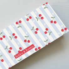 Load image into Gallery viewer, Travel Baby Changing Mat – Cherry Stripe | Handmade UK