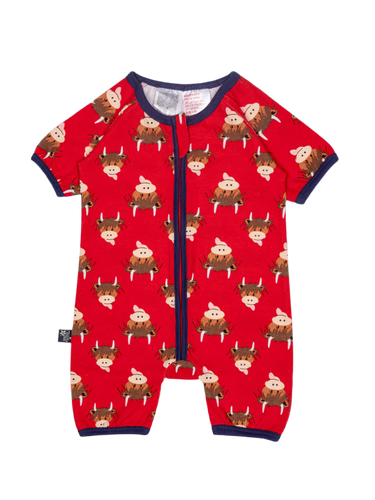 Highland cow short sleeve romper