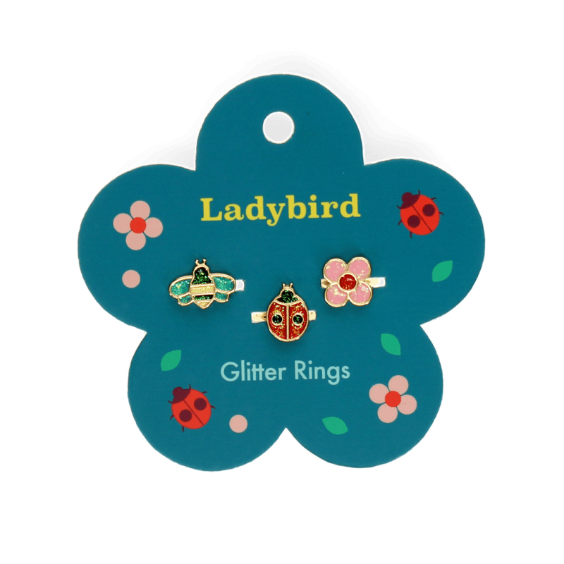 Glitter rings (set of 3) - Ladybird