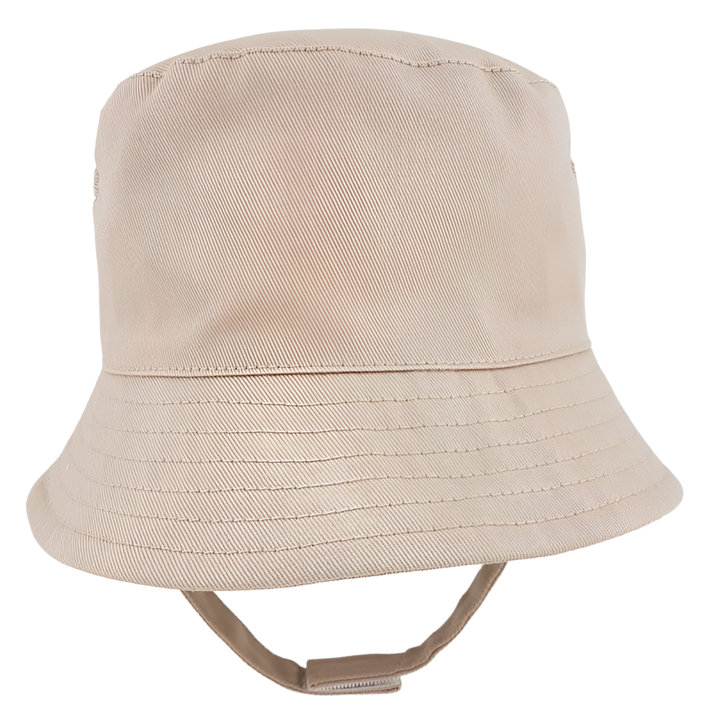 Beige bucket hat with strap