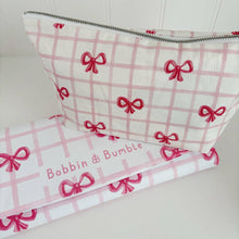 Load image into Gallery viewer, Pink Bows Nappy Wallet – Baby Changing Organiser Pouch