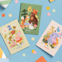 Load image into Gallery viewer, Children’s 4th Birthday Card – Safari Animal Design