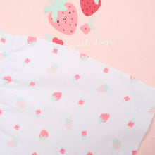 Load image into Gallery viewer, Baby Girls Strawberry T-Shirt, Shorts
&amp; Plush Toy Set (0-9 Months)