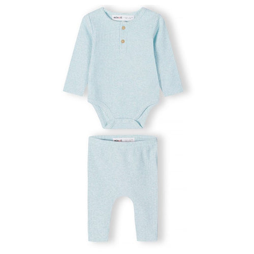 Blue Ribbed Two Piece Set