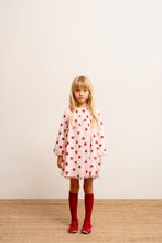 Load image into Gallery viewer, Pink Balloon Sleeve Dress with Red Glitter Hearts
