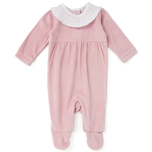 Pink Velour Collar Romper
