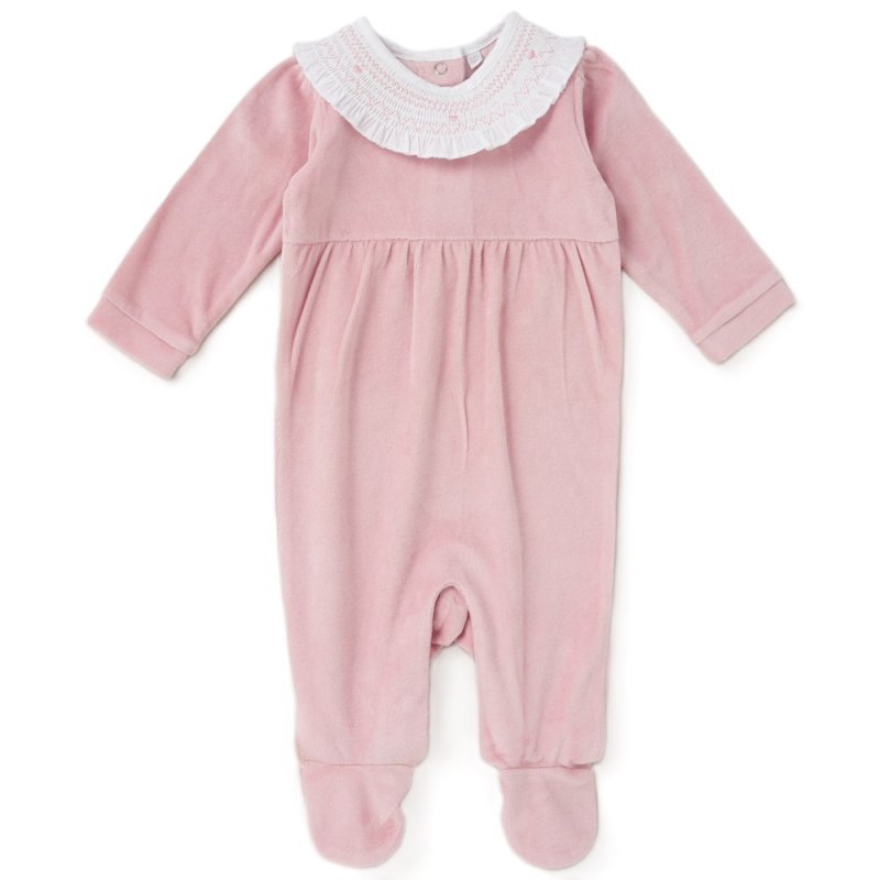 Pink Velour Collar Romper