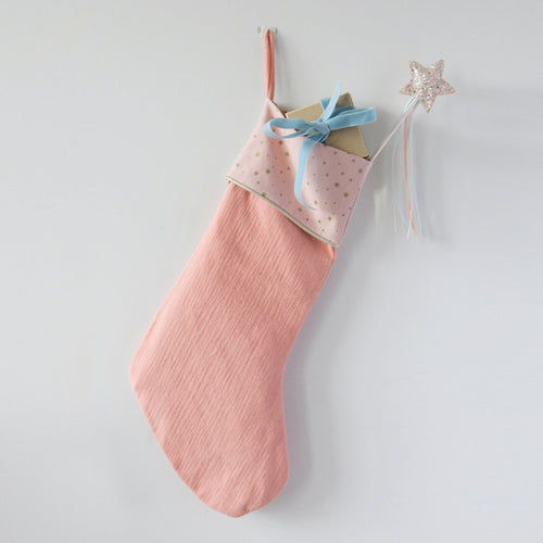 Starry Christmas Stocking Coral