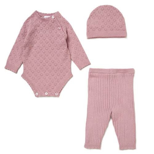 ROSE PINK KNIT 3 PIECE OUTFIT