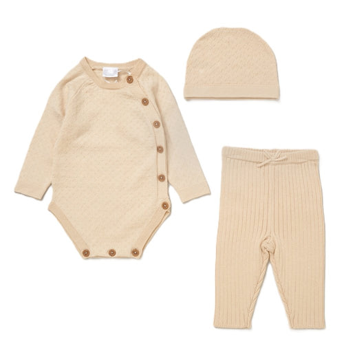 BEIGE KNITTED 3 PIECE OUTFIT
