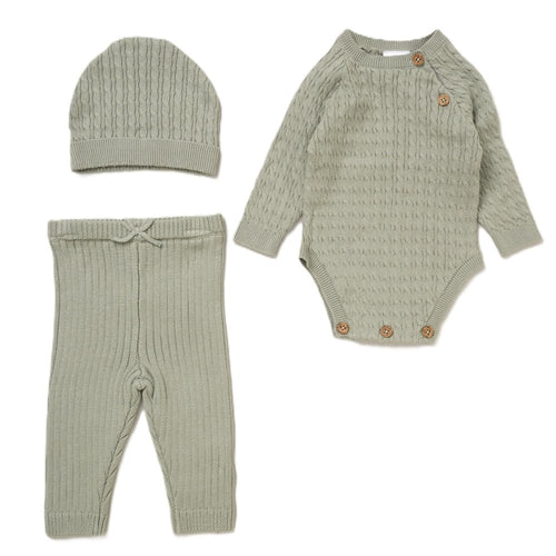 SAGE KNITTED 3 PIECE OUTFIT