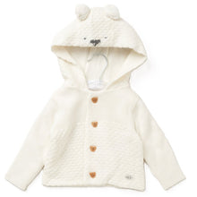 Load image into Gallery viewer, BABY UNISEX DOUBLE KNIT BEAR EMBROIDERY HOODED CARDIGAN