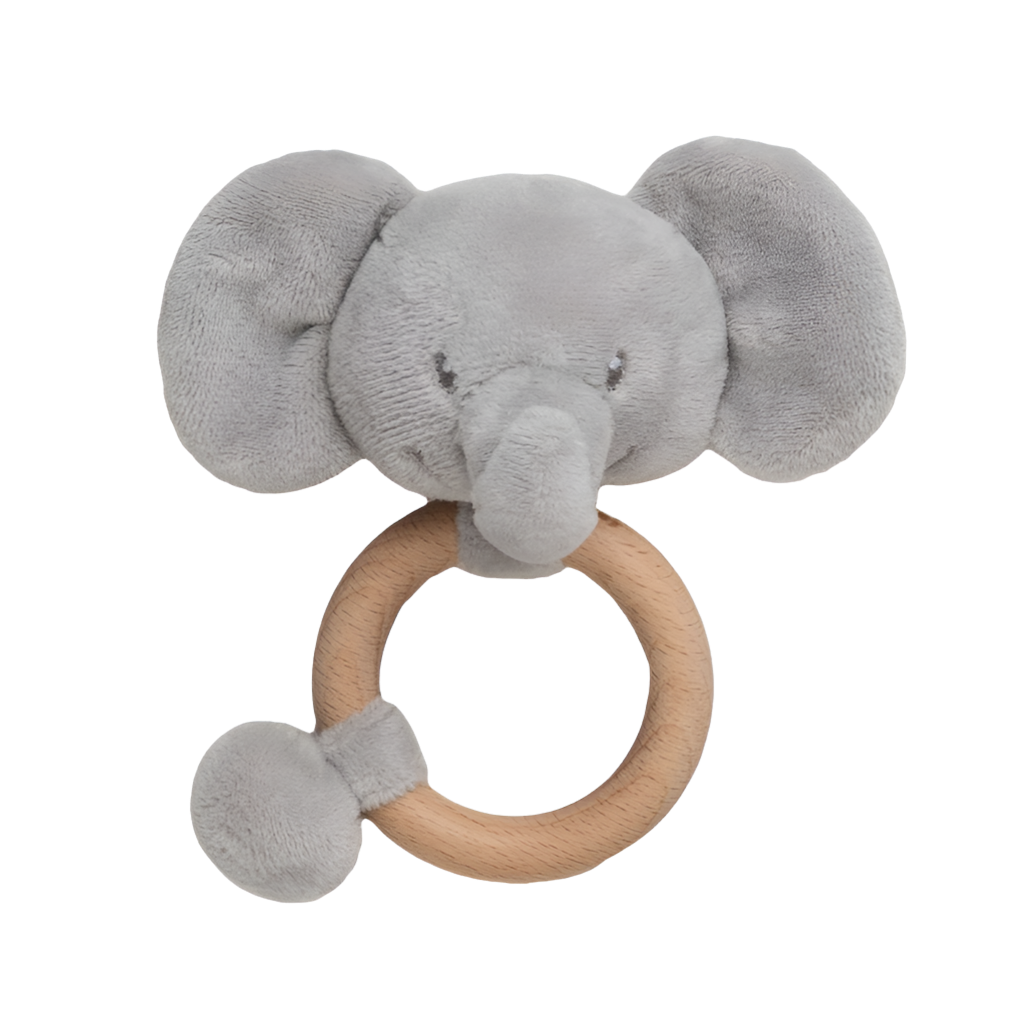 GREY ECO ELEPHANT RATTLE TOY