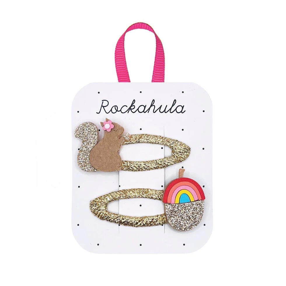 Squirrel and Rainbow Acorn Clips
