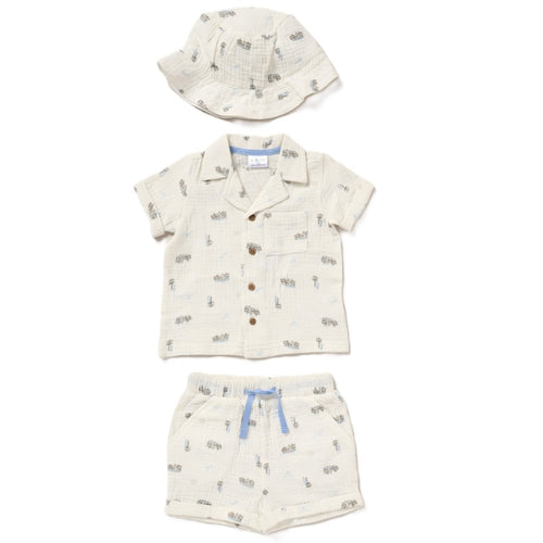 Campervan 3 Piece Muslin Shirt and Short Set
