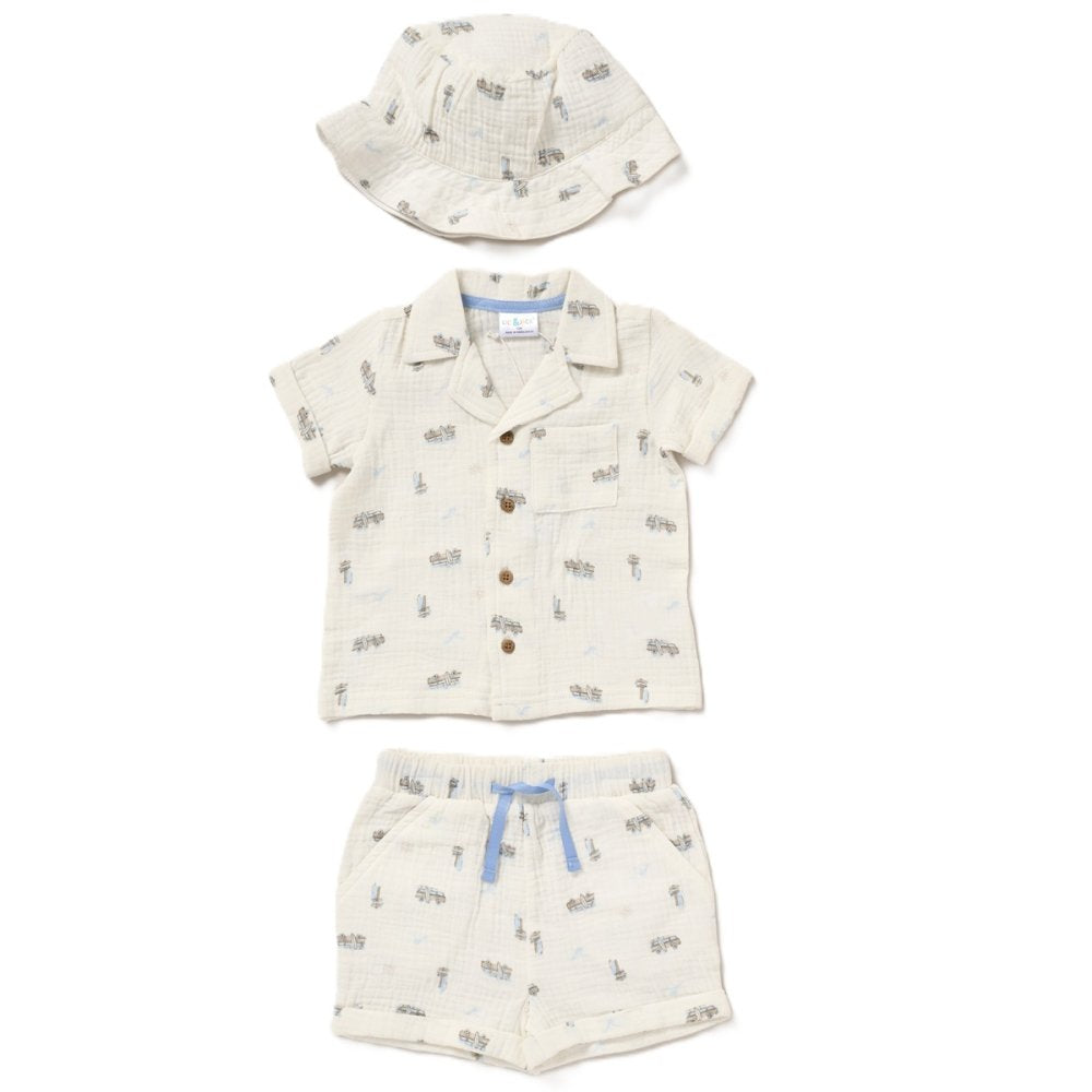 Campervan 3 Piece Muslin Shirt and Short Set