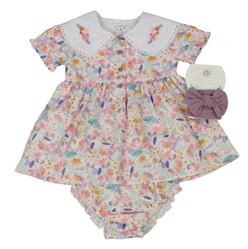Floral Pink Peterpan Collar Dress Set