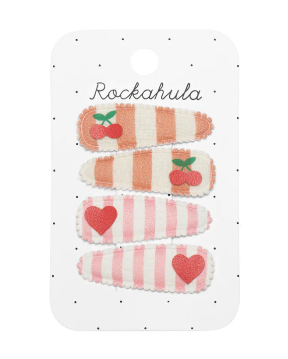 Cherry Stripe Fabric Clip Set