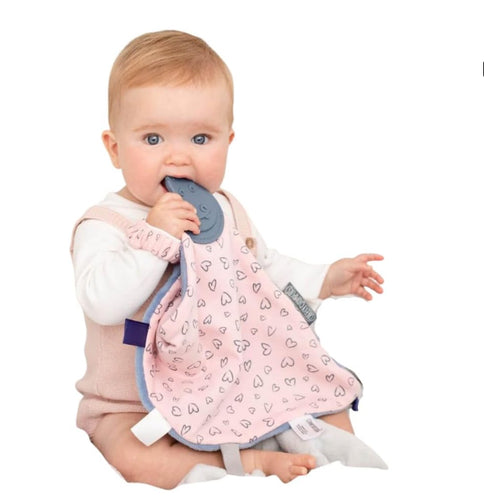 Baby comforter with teether love heart
