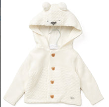 Load image into Gallery viewer, BABY UNISEX DOUBLE KNIT BEAR EMBROIDERY HOODED CARDIGAN